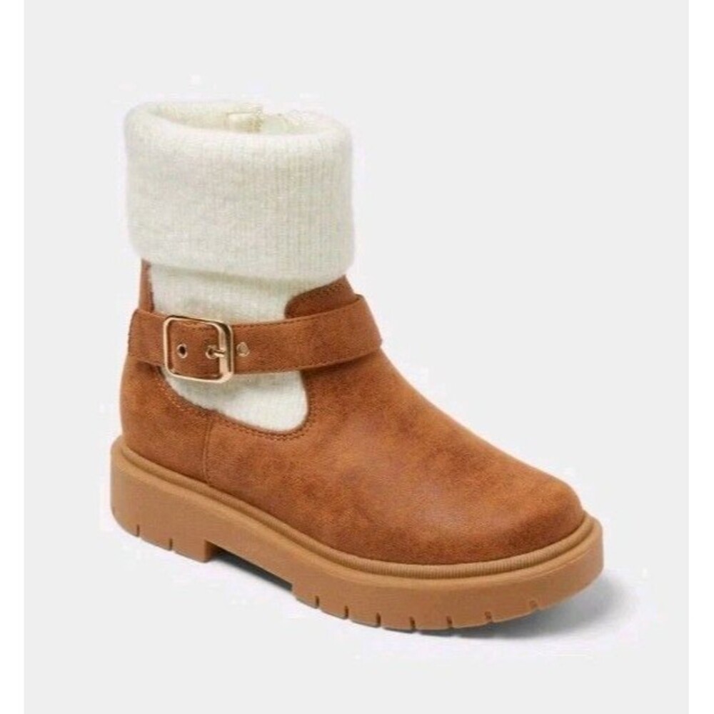 Girls' Lug Sole Boots - Cat & Jack Trista Cognac Boots New Size 11